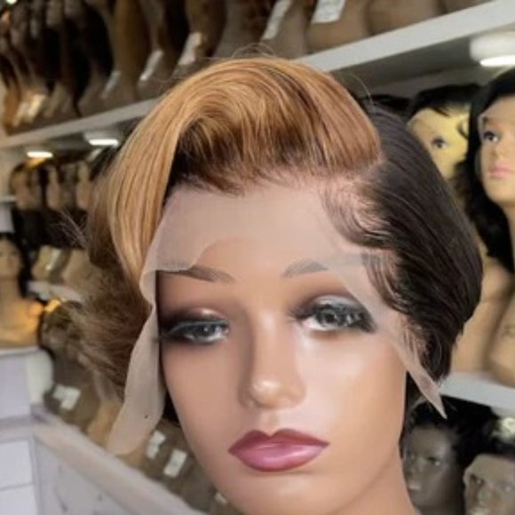JANIS-13"4 TRANSPARENT LACE FRONTAL SHORT CUT PIXIE WIG, 6",All Products : American Fashion Style Bags On Sale